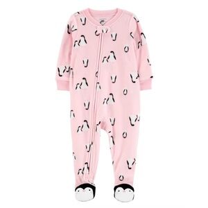 NEW Carter's Kid Baby Girl 1-Piece Penguin Fleece Footie Pajamas Sz 3T Pink
